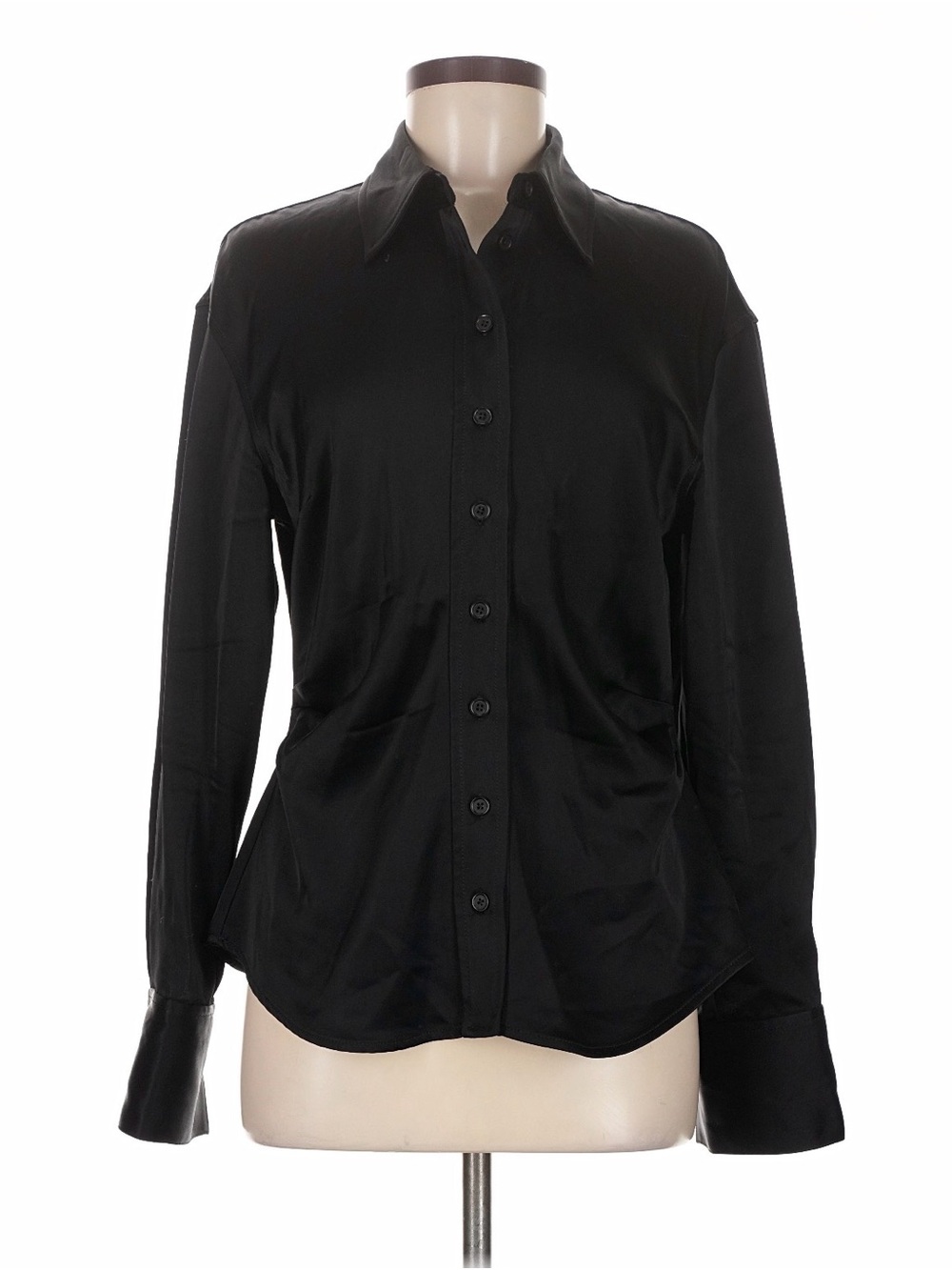 La Ligne New York Black Ruched Button Down Dress Shirt M